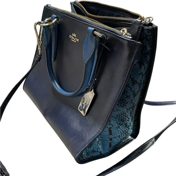 COACH Blue Python Crosby Carryall